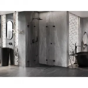 MEXEN/S - Lunar-F Duo sprchovací kút skladacie dvere 80 x 80, transparent, čierna 836-080L-080P-70-00