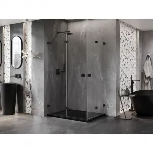MEXEN/S - Lunar-F Duo sprchovací kút skladacie dvere 100 x 85, transparent, čierna 836-100L-085P-70-00