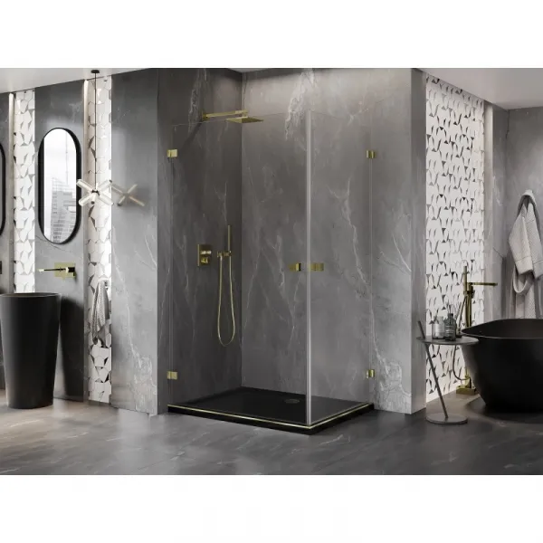 MEXEN/S - Lunar-B Duo sprchovací kút dvere krídlové 85 x 80, transparent, zlato 832-085L-080P-50-00
