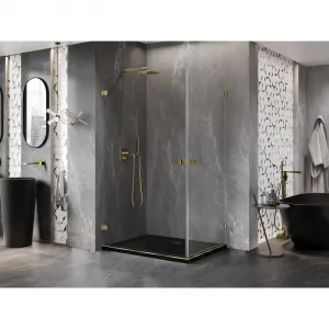 MEXEN/S - Lunar-B Duo sprchovací kút dvere krídlové 85 x 80, transparent, zlato 832-085L-080P-50-00