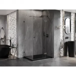MEXEN/S - Lunar T sprchovací kút dvere krídlové pravá 110 x 70, transparent, grafit kartáčovaná 834T-110-070-66-00-P