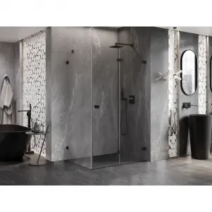 MEXEN/S - Lunar-F sprchovací kút skladacie dvere pravá 100 x 80, transparent, čierna 836-100-080-70-00-P