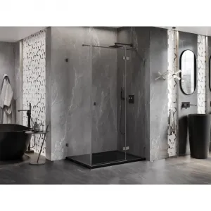 MEXEN/S - Lunar T sprchovací kút dvere krídlové pravá 135 x 70, transparent, grafit kartáčovaná 834T-135-070-66-00-P