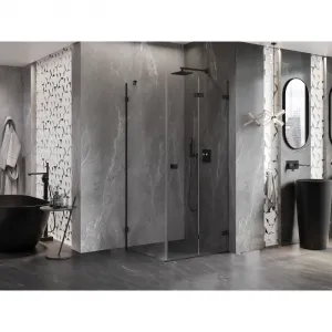 MEXEN/S - Lunar-F sprchovací kút skladacie dvere pravá 70 x 70, transparent, čierna 836-070-070-70-00-P