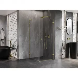MEXEN/S - Lunar-B L sprchový kút dvere krídlové pravá 80 x 80, transparent, zlato kartáčovaná 832L-080-080-55-00-P