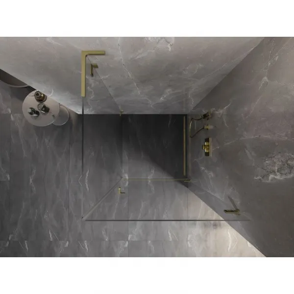 MEXEN/S - Lunar-B L sprchový kút dvere krídlové pravá 80 x 80, transparent, zlato kartáčovaná 832L-080-080-55-00-P