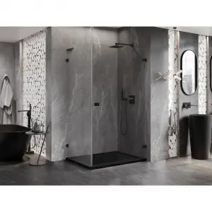 MEXEN/S - Lunar-B L sprchový kút dvere krídlové pravá 75 x 70, transparent, čierna 832L-075-070-70-00-P