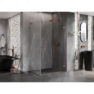 MEXEN/S - Lunar-B L sprchový kút dvere krídlové pravá 85 x 80, transparent, meď kartáčovaná 832L-085-080-65-00-P