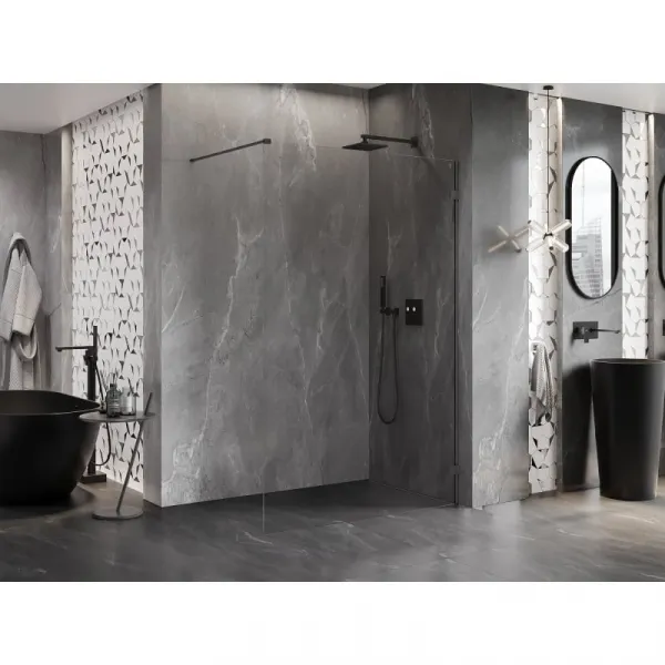 MEXEN/S - Lunar Sprchová zástena WALK-IN pravá 70 x 200, transparent 8 mm, grafit metal 830-070-000-95-00-P