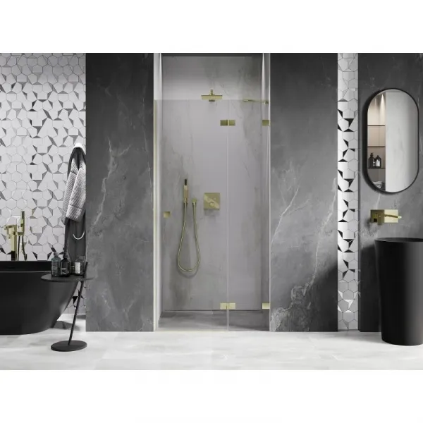 MEXEN/S - Lunar sprchové dvere krídlové pravé 70, transparent, zlatá kartáčovaná 834-070-000-55-00-P