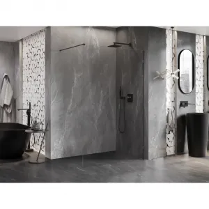 MEXEN/S - Lunar Sprchová zástena WALK-IN pravá 80 x 200, transparent 8 mm, grafit metal 830-080-000-95-00-P