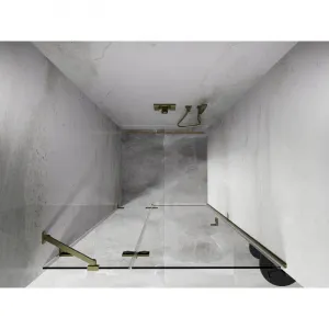 MEXEN/S - Lunar sprchové dvere krídlové ľavé 80, transparent, zlatá kartáčovaná 834-080-000-55-00-L