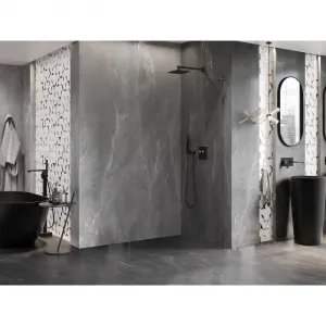 MEXEN/S - Lunar L Sprchová zástena WALK-IN pravá 80 x 200, transparent 8 mm, grafit metal 830L-080-000-95-00-P