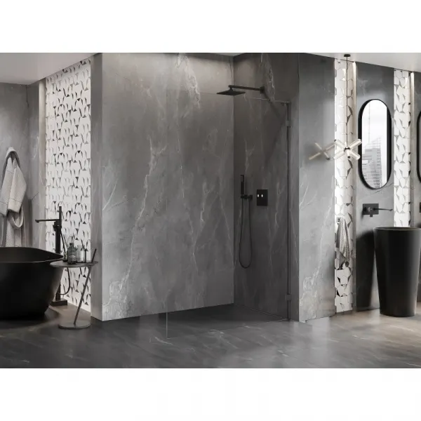 MEXEN/S - Lunar L Sprchová zástena WALK-IN pravá 90 x 200, transparent 8 mm, grafit metal 830L-090-000-95-00-P