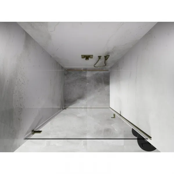MEXEN/S - Lunar-B sprchové dvere krídlové ľavé 65, transparent, zlatá kartáčovaná 832-065-000-55-00-L