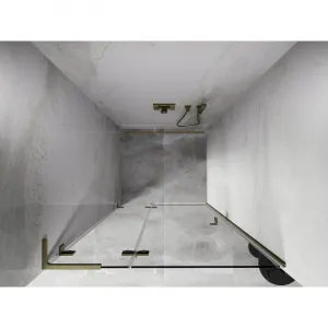 MEXEN/S - Lunar L sprchové dvere krídlové ľavé 95, transparent, zlatá kartáčovaná 834L-095-000-55-00-L