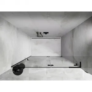 MEXEN/S - Lunar L sprchové dvere krídlové pravé 130, transparent, čierna 834L-130-000-70-00-P