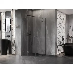 MEXEN/S - Lunar sprchový kút štvrťkruh krídlový 70 x 70, transparent, grafit metal 833-070L-070P-95-00