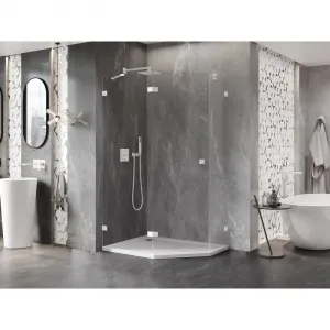 MEXEN/S - Lunar sprchovací kút päťboký krídlový ľavá 100 x 80, transparent, biela 831-100L-080P-20-00-L