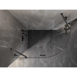 MEXEN/S - Lunar sprchový kút štvrťkruh krídlový ľavá 80 x 70, transparent, grafit kartáčovaná 833-080L-070P-66-00