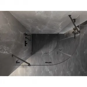 MEXEN/S - Lunar sprchový kút štvrťkruh krídlový ľavá 80 x 70, transparent, grafit metal 833-080L-070P-95-00