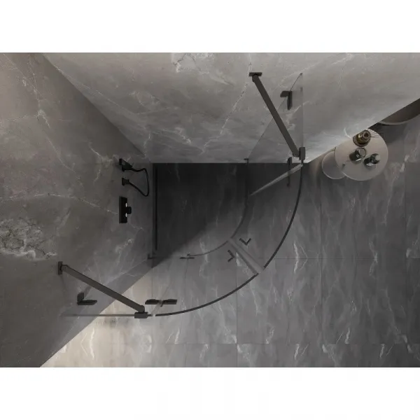 MEXEN/S - Lunar sprchový kút štvrťkruh krídlový 80 x 80, transparent, grafit metal 833-080L-080P-95-00