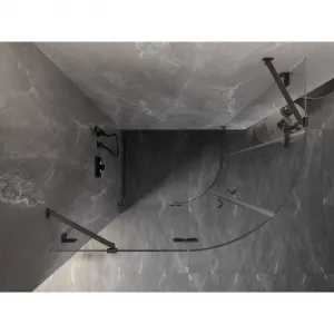 MEXEN/S - Lunar sprchový kút štvrťkruh krídlový ľavá 100 x 80, transparent, grafit metal 833-100L-080P-95-00