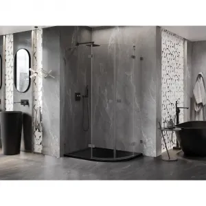 MEXEN/S - Lunar sprchový kút štvrťkruh krídlový ľavá 100 x 80, transparent, grafit metal 833-100L-080P-95-00