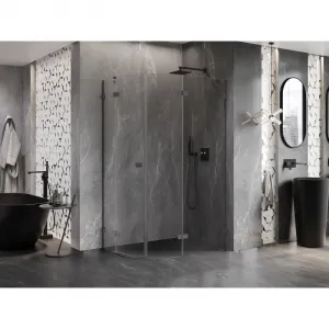MEXEN/S - Lunar sprchový kút štvrťkruh krídlový pravá 100 x 80, transparent, grafit metal 833-100P-080L-95-00
