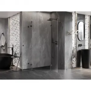MEXEN/S - Lunar sprchový kút štvrťkruh krídlový pravá 100 x 80, transparent, grafit kartáčovaná 833-100P-080L-66-00