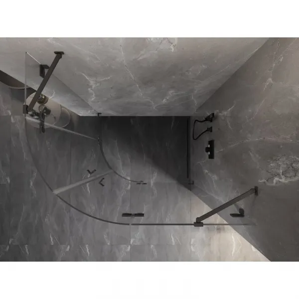 MEXEN/S - Lunar sprchový kút štvrťkruh krídlový pravá 90 x 70, transparent, grafit metal 833-090P-070L-95-00