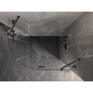 MEXEN/S - Lunar sprchový kút štvrťkruh krídlový pravá 90 x 70, transparent, grafit metal 833-090P-070L-95-00