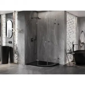 MEXEN/S - Lunar sprchovací kút štvrťkruh krídlový ľavá 100 x 80, transparent, grafit kartáčovaná 833-100L-080P-66-00