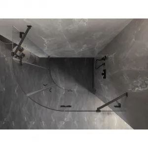 MEXEN/S - Lunar sprchový kút štvrťkruh krídlový pravá 100 x 80, transparent, grafit metal 833-100P-080L-95-00