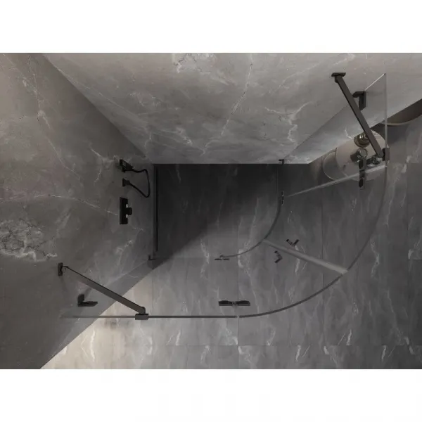 MEXEN/S - Lunar sprchovací kút štvrťkruh krídlový ľavá 100 x 80, transparent, grafit kartáčovaná 833-100L-080P-66-00