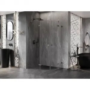 MEXEN/S - Lunar sprchovací kút štvrťkruh krídlový ľavá 100 x 80, transparent, grafit kartáčovaná 833-100L-080P-66-00