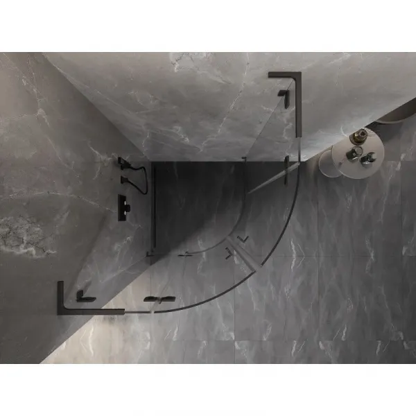 MEXEN/S - Lunar L sprchový kút štvrťkruh krídlový 90 x 90, transparent, grafit kartáčovaná 833L-090L-090P-66-00
