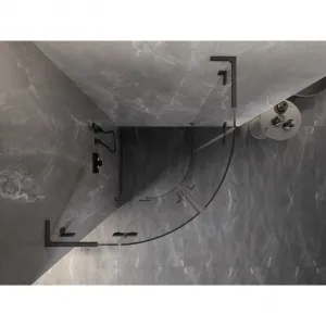 MEXEN/S - Lunar L sprchový kút štvrťkruh krídlový 90 x 90, transparent, grafit kartáčovaná 833L-090L-090P-66-00