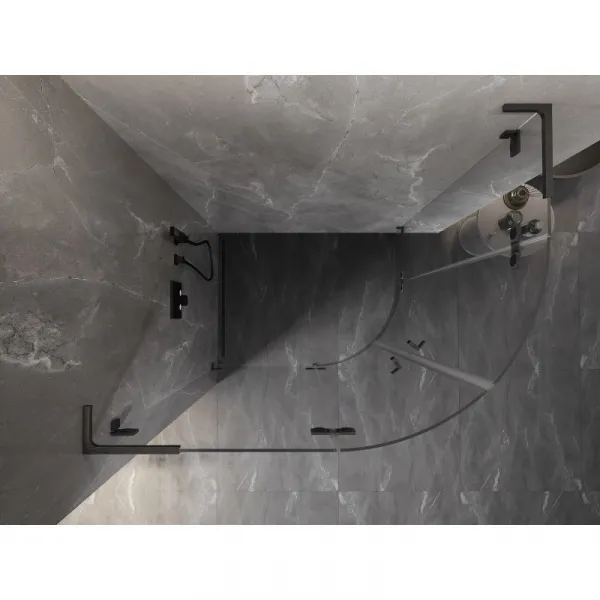 MEXEN/S - Lunar L sprchový kút štvrťkruh krídlový ľavá 100 x 90, transparent, grafit kartáčovaná 833L-100L-090P-66-00