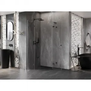 MEXEN/S - Lunar L sprchový kút štvrťkruh krídlový 90 x 90, transparent, grafit metal 833L-090L-090P-95-00