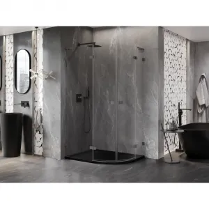 MEXEN/S - Lunar L sprchový kút štvrťkruh krídlový ľavá 100 x 90, transparent, grafit metal 833L-100L-090P-95-00