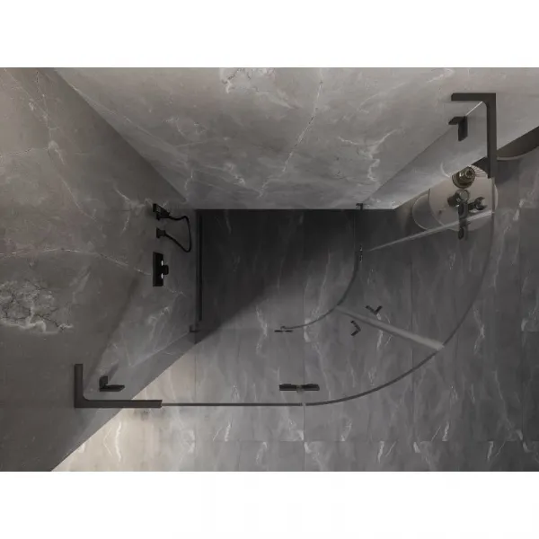 MEXEN/S - Lunar L sprchový kút štvrťkruh krídlový ľavá 100 x 90, transparent, grafit metal 833L-100L-090P-95-00