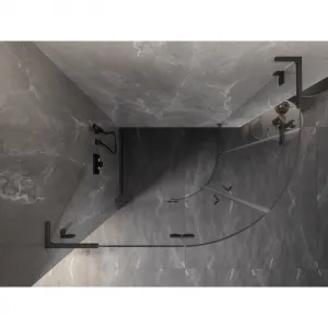 MEXEN/S - Lunar L sprchový kút štvrťkruh krídlový ľavá 100 x 90, transparent, grafit metal 833L-100L-090P-95-00