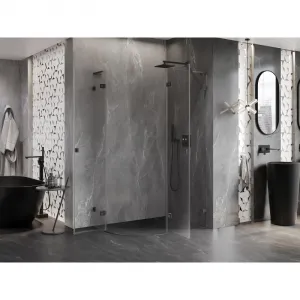 MEXEN/S - Lunar L sprchový kút štvrťkruh krídlový pravá 100 x 90, transparent, grafit metal 833L-100P-090L-95-00