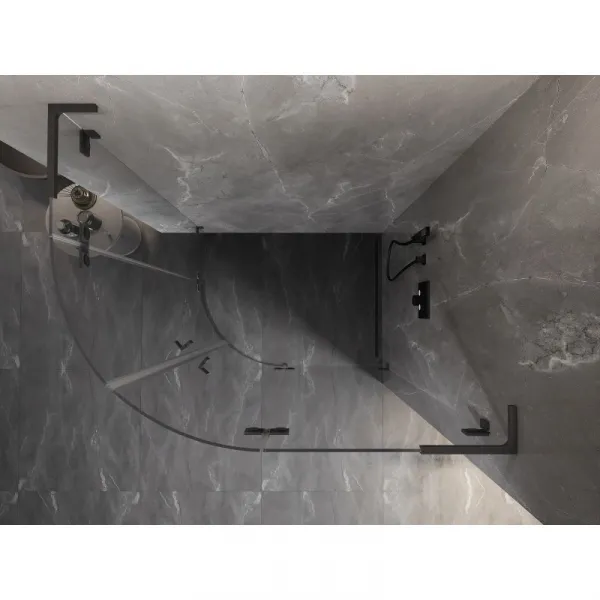 MEXEN/S - Lunar L sprchový kút štvrťkruh krídlový pravá 100 x 90, transparent, grafit metal 833L-100P-090L-95-00