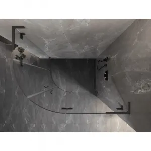 MEXEN/S - Lunar L sprchový kút štvrťkruh krídlový pravá 100 x 90, transparent, grafit metal 833L-100P-090L-95-00