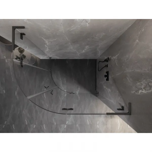 MEXEN/S - Lunar L sprchový kút štvrťkruh krídlový pravá 100 x 90, transparent, grafit kartáčovaná 833L-100P-090L-66-00