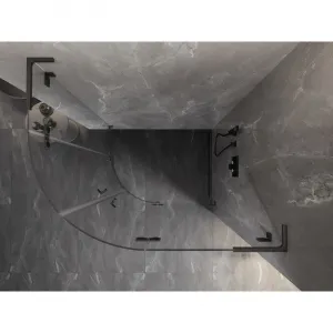MEXEN/S - Lunar L sprchový kút štvrťkruh krídlový pravá 100 x 90, transparent, grafit kartáčovaná 833L-100P-090L-66-00