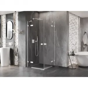 MEXEN/S - Lunar Duo sprchovací kút dvere krídlové 80 x 80, transparent, biela 834-080L-080P-20-00