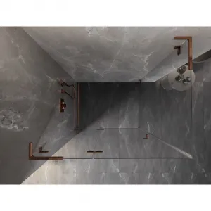 MEXEN/S - Lunar L sprchový kút dvere krídlové ľavá 85 x 80, transparent, ružové zlato 834L-085-080-60-00-L